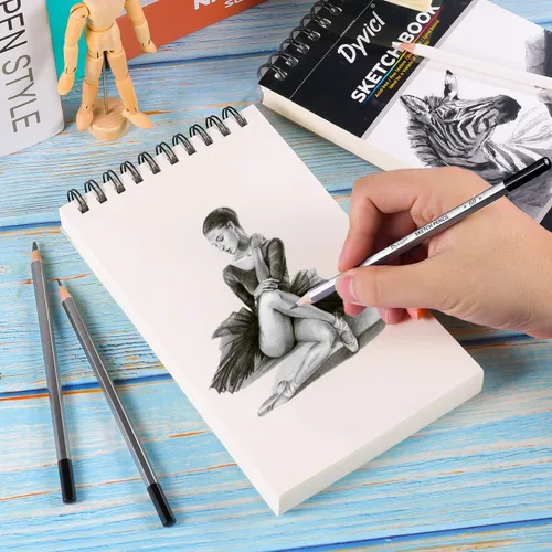 Miniatura 6 de Dyvicl Cuaderno de bocetos de 5.5 x 8.5 pulgadas, 68 lb/100 GSM, 100 hojas, bloc de bocetos en espiral, papel de dibujo sin ácido para artistas