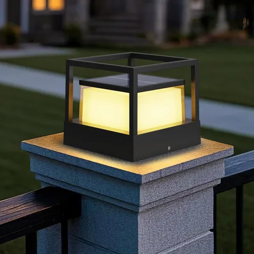 Miniatura 9 de Luz solar para poste, lámpara solar de atardecer a amanecer, poste de luz de pilar impermeable IP65, luces para exterior de 6.3", 3000k, aluminio