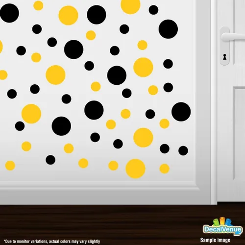 Miniatura 2 de Pegatinas de pared de vinilo negro/amarillo - círculos de 2 y 4 pulgadas (30 calcomanías)