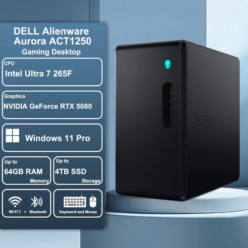 Miniatura 3 de Dell Alienware Aurora ACT1250 Gaming AI Desktop Intel 20-core Ultra 7 265F 32GB RAM 1TB SSD GeForce RTX 5080 GDDR7 (hasta 1801 AI Tops) 9.449 in