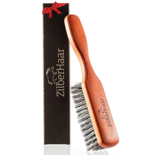 Miniatura 9 de ZilberHaar, cepillo de cerdas de jabalí y firmeza natural puras para barba. Cepillo de madera de peral, funciona con todos los bálsamos y aceites