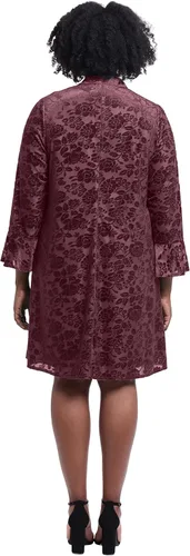 Miniatura 7 de London Times Vestido trapecio de manga larga con cuello alto para mujer