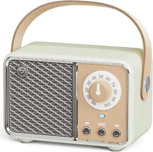 Altavoz Bluetooth retro, decoración vintage, altavoz portátil con radio inalámbrica pequeña, Bluetooth, bonito estilo estético para oficina, cocina,