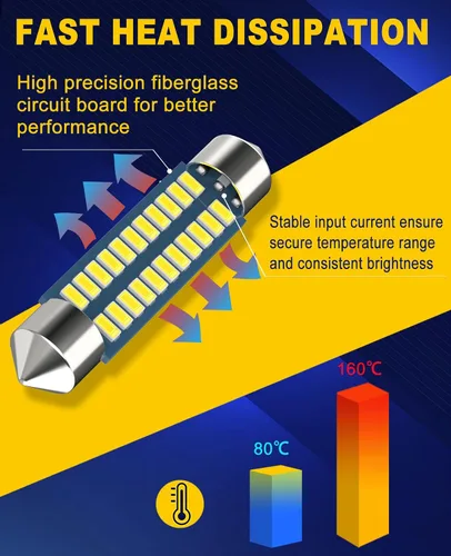 Miniatura 7 de Bombilla LED para auto Serundo Auto 578 de 1.65 pulgadas, bombilla 211-2 y 212-2, 41mm 42mm, 22SMD 3014 chips 6000k blanco súper brillante, para luz