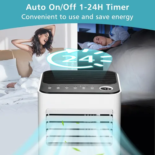 Miniatura 5 de GOFLAME Aire acondicionado portátil de 10000BTU, unidad de refrigeración de CA con ventilador y deshumidificador, temporizador de 24 horas, pantalla