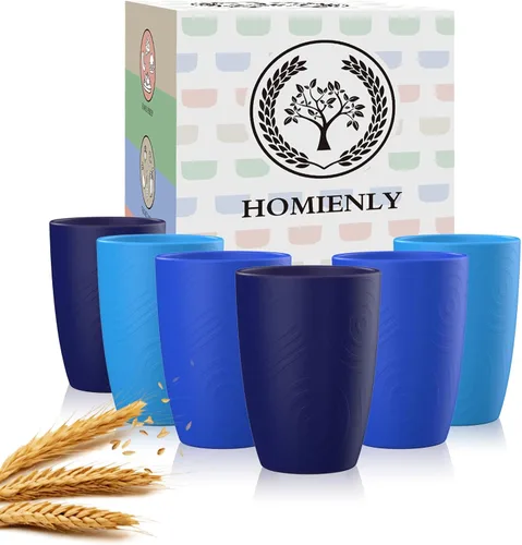 Miniatura 30 de Homienly Juego de vasos apilables con popote de trigo inastillable, vasos de cocina irrompibles para niños y adultos, reutilizables, aptos para 8