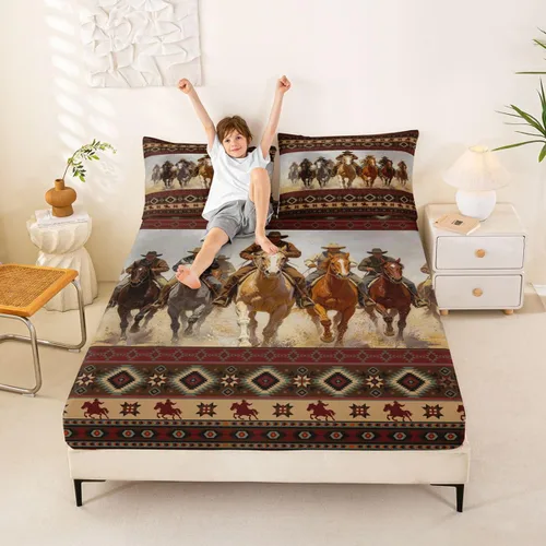 Miniatura 30 de Erosebridal Southwestern - Sábanas de cama bohemias aztecas, tamaño individual, sábanas hippie de cachemira, ropa de cama de estilo exótico, funda