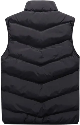 Miniatura 3 de RTRDE Chaleco para hombre al aire libre, casual, cuello alto, chaqueta acolchada, chaleco acolchado, S-4XL