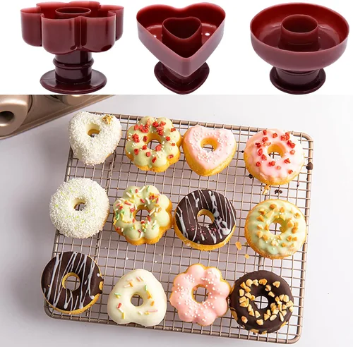 Miniatura 6 de Paquete de 4 moldes para hacer donas, moldes antiadherentes creativos reutilizables para donas, molde de fondant, pastel, pan, postre, molde