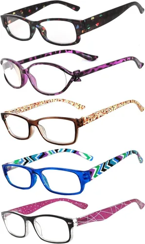 Miniatura 8 de OWL Readers - Paquete de 5 lentes de lectura elegantes para mujer con hermosos patrones para mujer, bisagra de resorte de lujo, aspecto elegante 5158