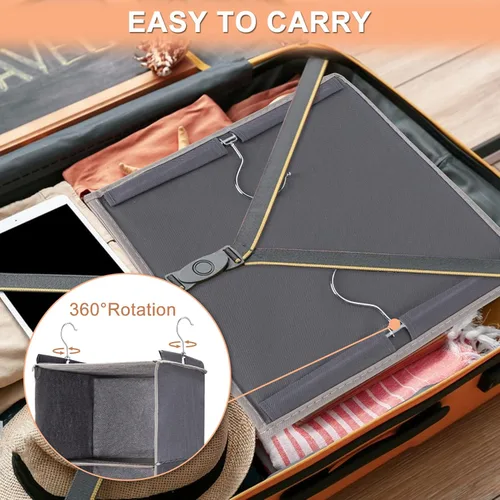 Miniatura 7 de BOOMIBOO Organizador de armario colgante y estantes, 5 estantes colgantes con 2 bolsillos laterales, almacenamiento plegable (negro)