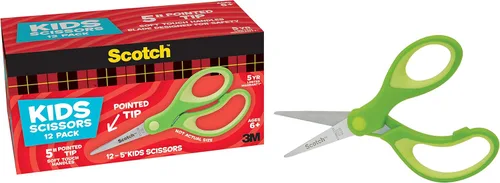 Scotch Tijeras puntiagudas suaves al tacto de 5 pulgadas, paquete de 12 unidades, color verde, paquete de 6
