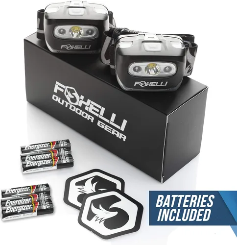 Miniatura 7 de Foxelli Linterna de Cabeza LED para Adultos y Niños, para Correr, Acampar, Hacer Senderismo, Faro de Cabeza con Luz Blanca y Roja, Diadema Cómoda