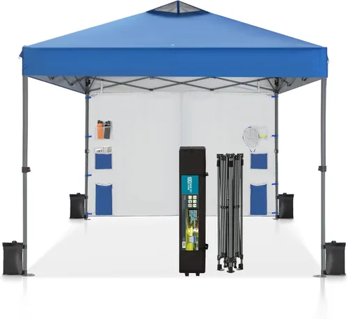 Miniatura 15 de MFSTUDIO Carpa Desplegable de 10x10 pies, Refugio Gazebo Sombra Solar Toldos Impermeables Patio Portátil Carpas con Malla Desplegables para Playa
