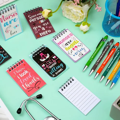 Miniatura 3 de Spiareal Juego de 24 piezas de regalos para enfermeras, bolígrafos con versículos bíblicos, cuadernos de escritura, bolígrafos con cita bíblica