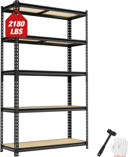Miniatura 9 de WORKPRO Estantería de almacenamiento de metal de 5 niveles, 48 pulgadas de ancho x 24 pulgadas de profundidad x 72 pulgadas de alto, estante