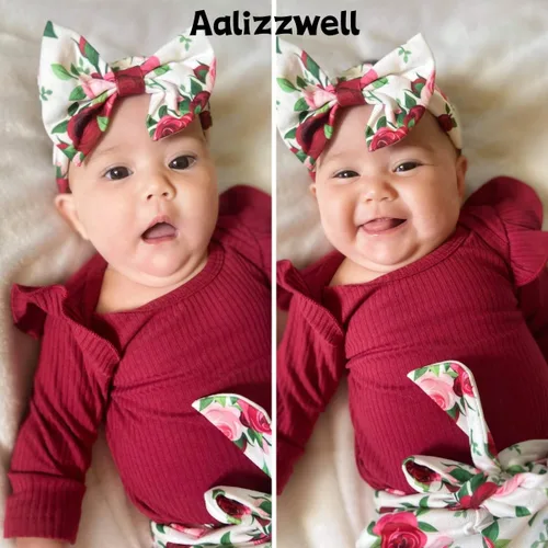 Miniatura 90 de Aalizzwell Conjunto de mameluco acanalado para bebé recién nacido prematuro para otoño e invierno