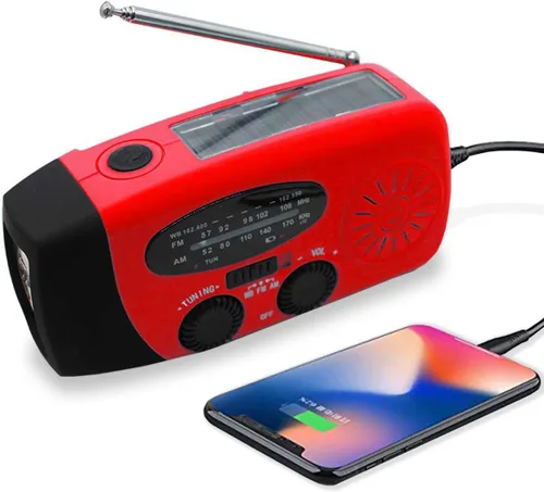 Miniatura 11 de Radio meteorológica de emergencia NOAA de 2000 mAh, manivela portátil con energía solar, radio AM/FM, cargador de teléfono recargable con linterna