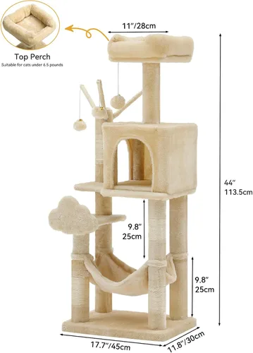 Miniatura 2 de YITAHOME Árbol para gatos de varios niveles de 44 pulgadas para gatitos de interior, muebles para gatos con postes para rascar, perca de felpa