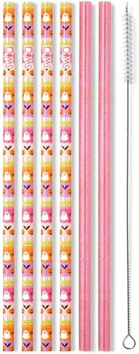 Miniatura 19 de Swig Life Juego de popotes reutilizables con purpurina transparente + popote alto Aqua y cepillo de limpieza, cada popote es de 10.25 pulgadas