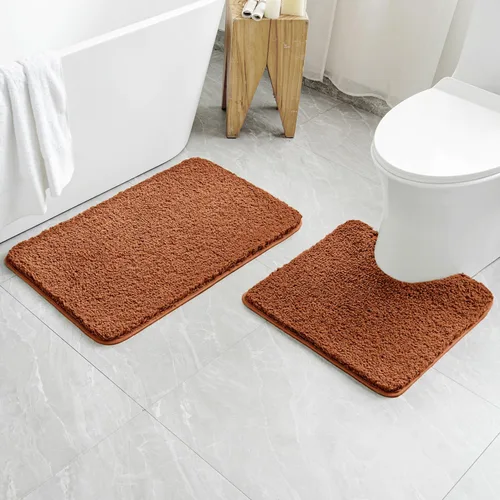 Miniatura 47 de MIULEE Juego de 2 alfombras de baño antideslizantes peludas extra gruesas y suaves, alfombrillas de baño de microfibra suave absorbente de agua