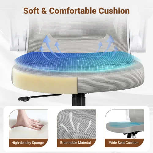 Miniatura 5 de BESTFAIR Silla de oficina ergonómica, sillas de computadora de malla con soporte lumbar, silla de escritorio giratoria con brazos abatibles y altura