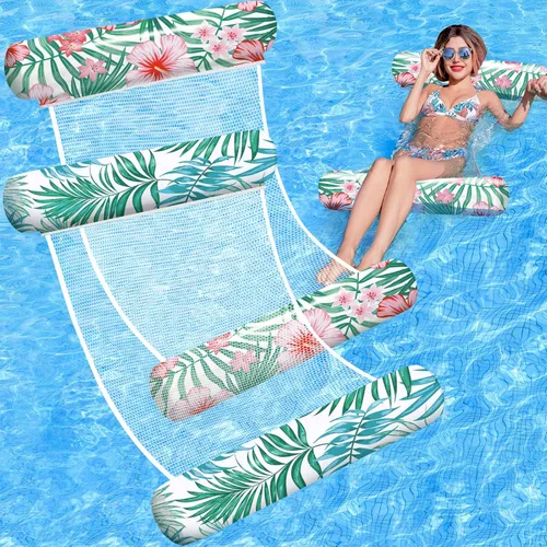 Flotadores de piscina para adultos, paquete de 2 flotadores inflables para piscina, 4 en 1, balsas multiusos tumbona hamaca de agua para piscina,