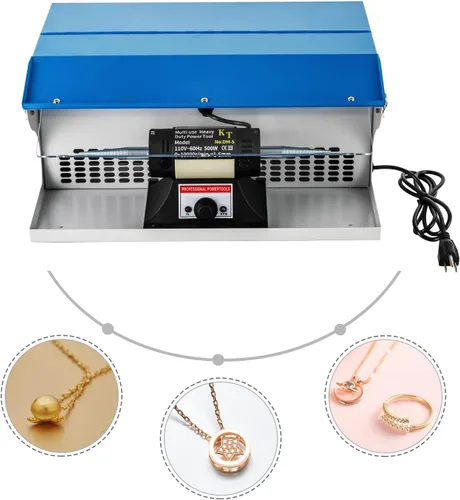 Miniatura 3 de Máquina pulidora de joyas de 500 W, máquina pulidora de pulir joyas/piezas de metal colector de polvo con mesa ligera, pulidor de joyería adecuado