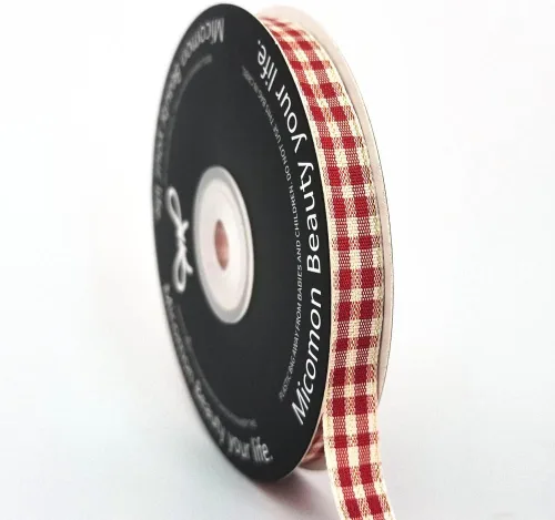 Miniatura 20 de Cinta a cuadros de guinga – 25 yardas, rojo y azul (3/8 pulgadas) para decoración de Navidad y embalaje de regalo
