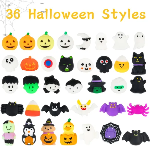 Miniatura 2 de SULOLI - 36 piezas de juguetes de mochi de Halloween para apretar, juguetes para aliviar el estrés y la ansiedad, rellenos para bolsas de regalo