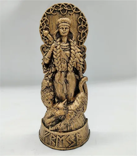 Estatua de Freya Dios nórdico Freyja Estatua de diosa para altar resina de dioses nórdicos tallado Panteón de Navia para colección del hogar,
