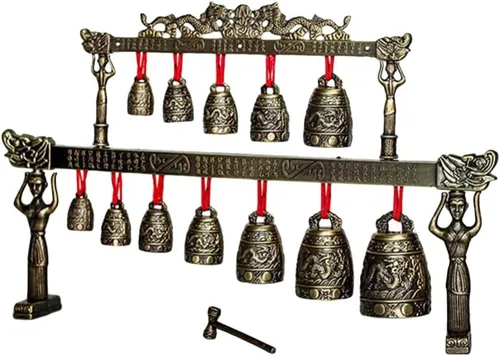 Campanas chinas de meditación, instrumento musical de percusión, instrumento popular antiguo chino, recuerdo para decoración de oficina (patrón 3)