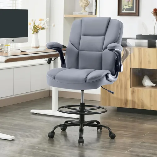 Miniatura 14 de Drafting Chair 500Lbs, Tall Office Chair for Standing Desk, Fabric Executive Office Chair with Flip-up Armrests, Ergonomic High Chair with