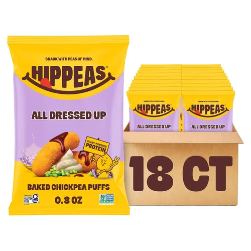 Miniatura 10 de Hippeas Puffs de garbanzos, Jalapeño Cheddar Blaze, 18 x 0.8 z, bocadillos de garbanzos crujientes horneados con 0.11 onzas de proteína vegetal