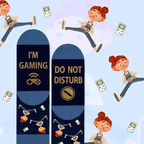 Miniatura 5 de AGRIMONY Calcetines divertidos con texto en inglés «Do Not Disturb Gaming» para hombres, mujeres, adolescentes, niños, Pascua, padres, cumpleaños