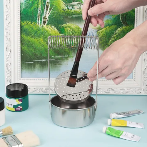 Miniatura 3 de AYNEFY Lavadora de pinceles portátil para artistas, limpiador de pinceles de pintura con lavado y cepillo de pantalla extraíble, limpiador