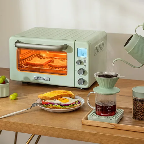 Miniatura 7 de BUYDEEM Horno tostador T103 de 12 cuartos de galón, no necesita precalentamiento, 7 modos de cocción, mini horno tostador retro con rejilla