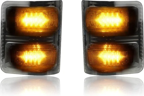 Miniatura 8 de Luces LED para espejos laterales ahumados negros para Ford F-250 F-350 F-450 2008-2016, luz de giro y luz de circulación ámbar, IP67 Impermeable
