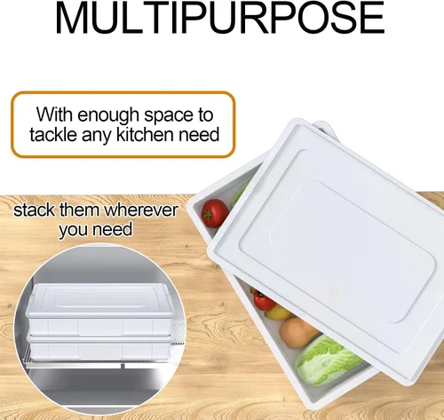 Miniatura 4 de Paquete de 2 cajas de masa apilables para pizza con 2 tapas Plastic, Bread Container, Dough Trays, airtight lid keeps dough fresh, fits neatly in