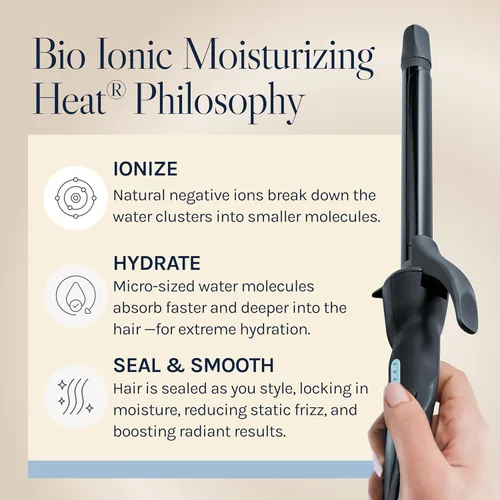 Miniatura 8 de Bio Ionic Rizador de Cilindro Largo, Rizador de Pelo con Tecnología de Calor Húmedo y NanoIónico MX, Varita Rizador Versátil Negro