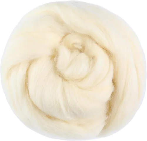 3.53 oz lana Roving, suministros de fieltro de lana, lana pura, hilo grueso, hilado de lana giratoria para fieltro de aguja, fieltro húmedo, Blanco