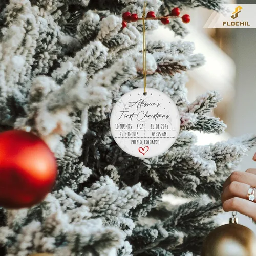 Miniatura 4 de FLOCHIL Adorno personalizado para la primera Navidad del bebé 2024 para niña, adorno personalizado de primera Navidad para bebés 2024 con nombre