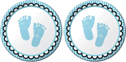 Miniatura 4 de Platos redondos de postre de papel de 8 unidades, Sweet Baby Feet Blue