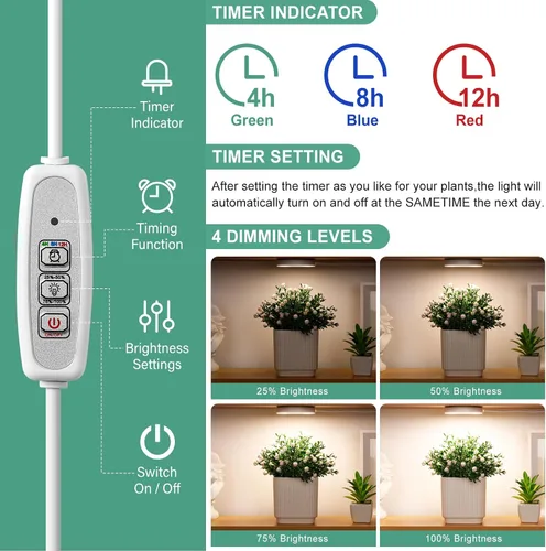Miniatura 2 de LORDEM Luz de cultivo para plantas de interior, 48 luces LED de techo de espectro completo, lámpara de cultivo con cable de 5 V con interruptor
