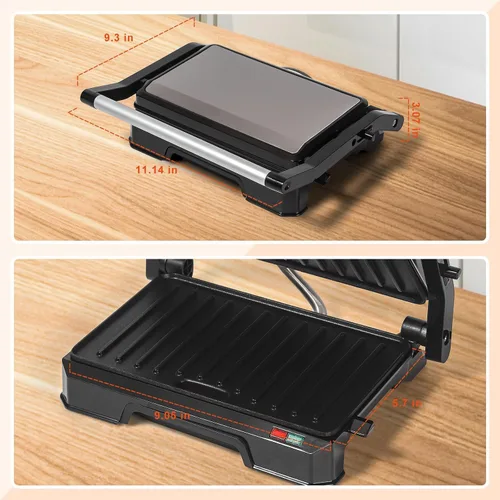 Miniatura 4 de UVFAST Mini Prensa para Panini y Parrilla Sandwichera Eléctrica 3 en 1, Prensa para Panini y Parrilla Sandwichera, Abre 180 Grados para Parrilla
