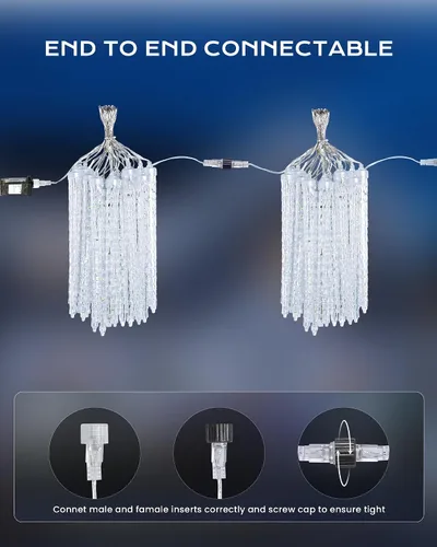 Miniatura 6 de Brightown Luces de Carámbano de Navidad para Exteriores, Luces de Lluvia de Meteoritos de 20 pies con 20 Tubos Grandes con Efecto de Caída de 480