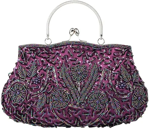 Miniatura 5 de Bolso de noche para mujer estilo retro con cuentas Gris USXELYS78867