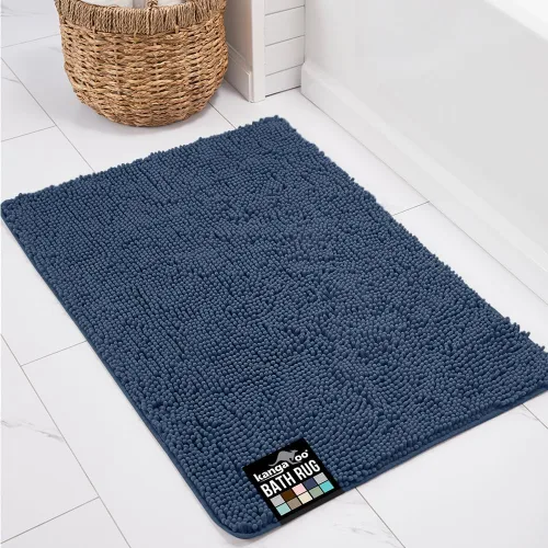 Miniatura 14 de KANGAROO Alfombras de baño, alfombra de baño de chenilla suave y absorbente, tapete de ducha lanudo, alfombra de baño de secado rápido lavable a