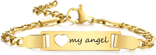 Miniatura 119 de Pulsera de barra para bebé: chapado en oro de 18 quilates, pulsera con placa de identificación personalizada para niños pequeños de mamá, nombre