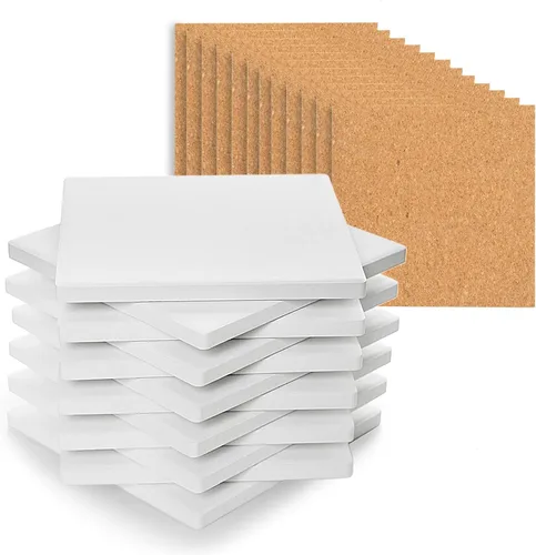 Miniatura 8 de 24 Piezas Azulejos de Cerámica para Manualidades Posavasos de Cerámica Blanca para Manualidades Azulejos de Cerámica en Blanco Sin Esmaltar 4x4